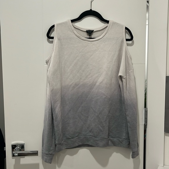 Topshop Ombre Cold Shoulder Long Sleeve Top - Picture 2 of 12